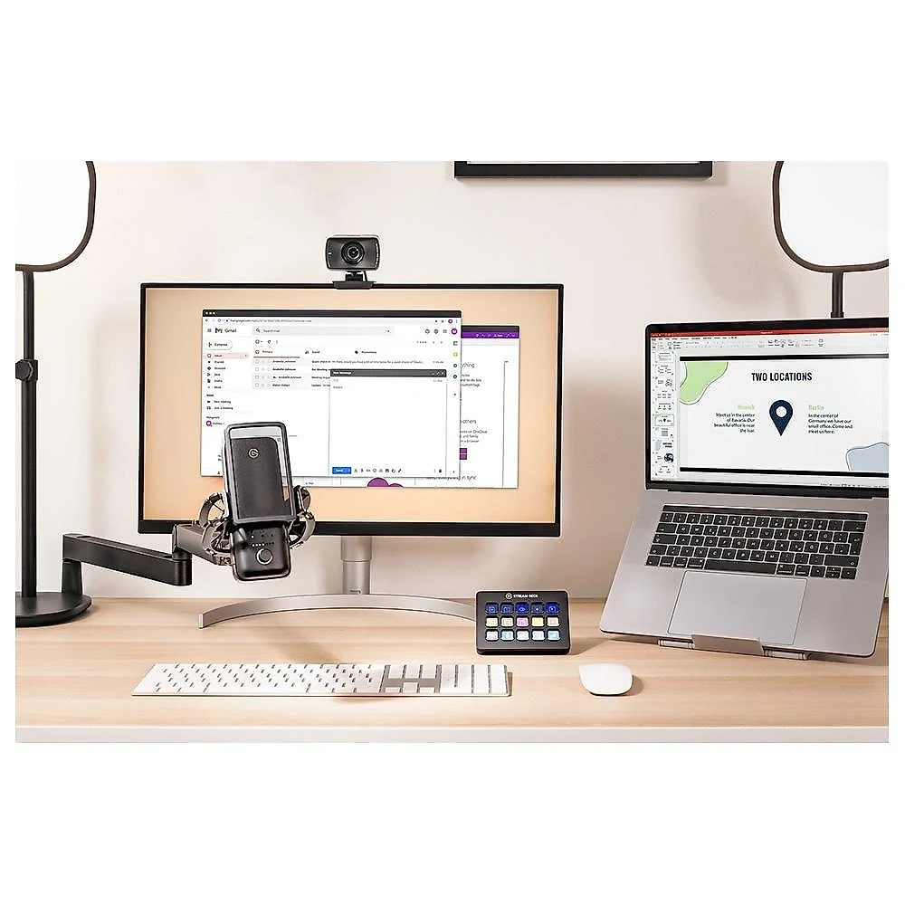 Suporte Elgato Wave Mic Arm LP articulado, canais para ocultar cabos, braçadeira de mesa versátil - 10AAN9901