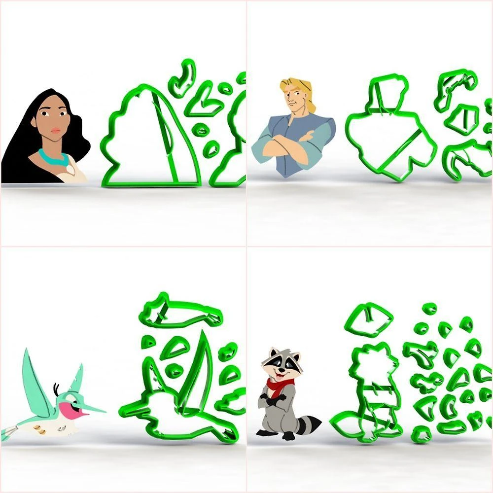 Cortador Kit Pocahontas Plástico PLA 7CM Transparente 4 Modelos HB Formas e Cortadores