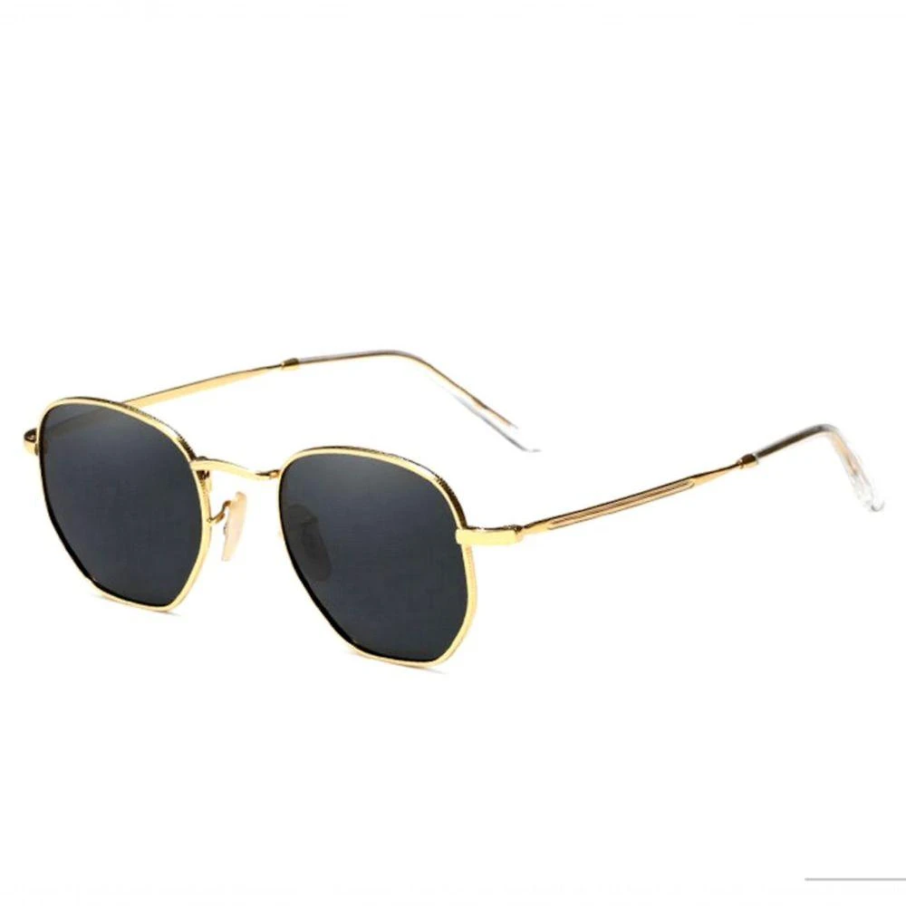 Oculos De Sol Unissex Polarizado Design Retro Proteção Uv400 Dourado