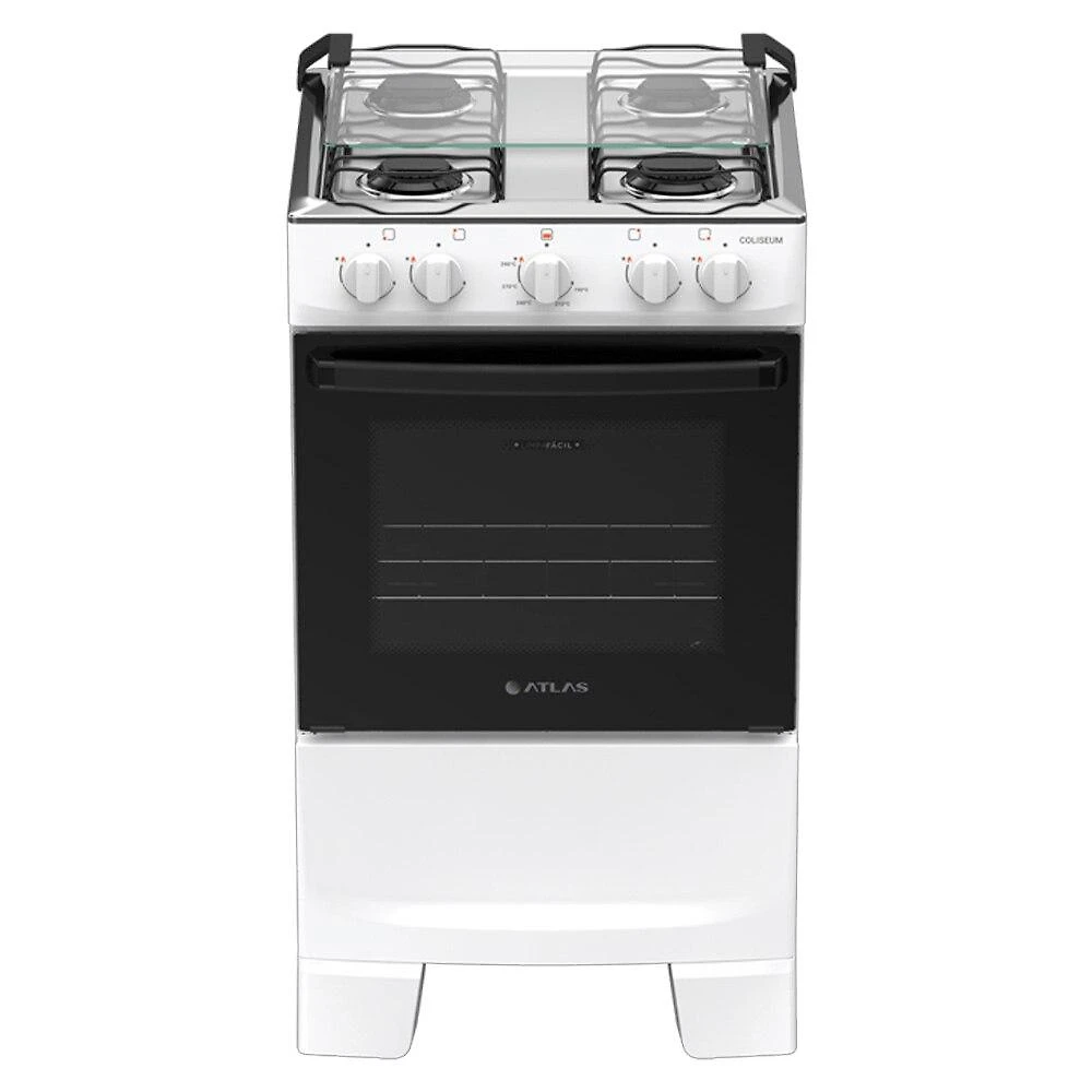 Fogão 4 Bocas Atlas Coliseum Plus com Mesa Inox - Branco