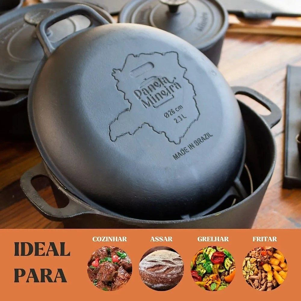 Panela Forno Holandes Mg 28 Cm 8,2 L Em Ferro Fundido Panela Mineira