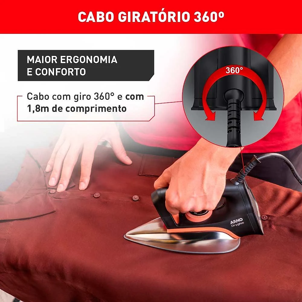 Ferro de Passar à Seco Drygliss FS31 Arno Preto 220V 220V