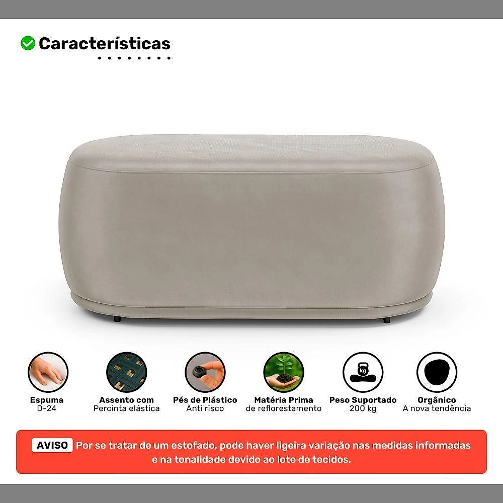 Kit 02 Puffs Decorativos Molly 02 Lugares Veludo Bege Abmaza