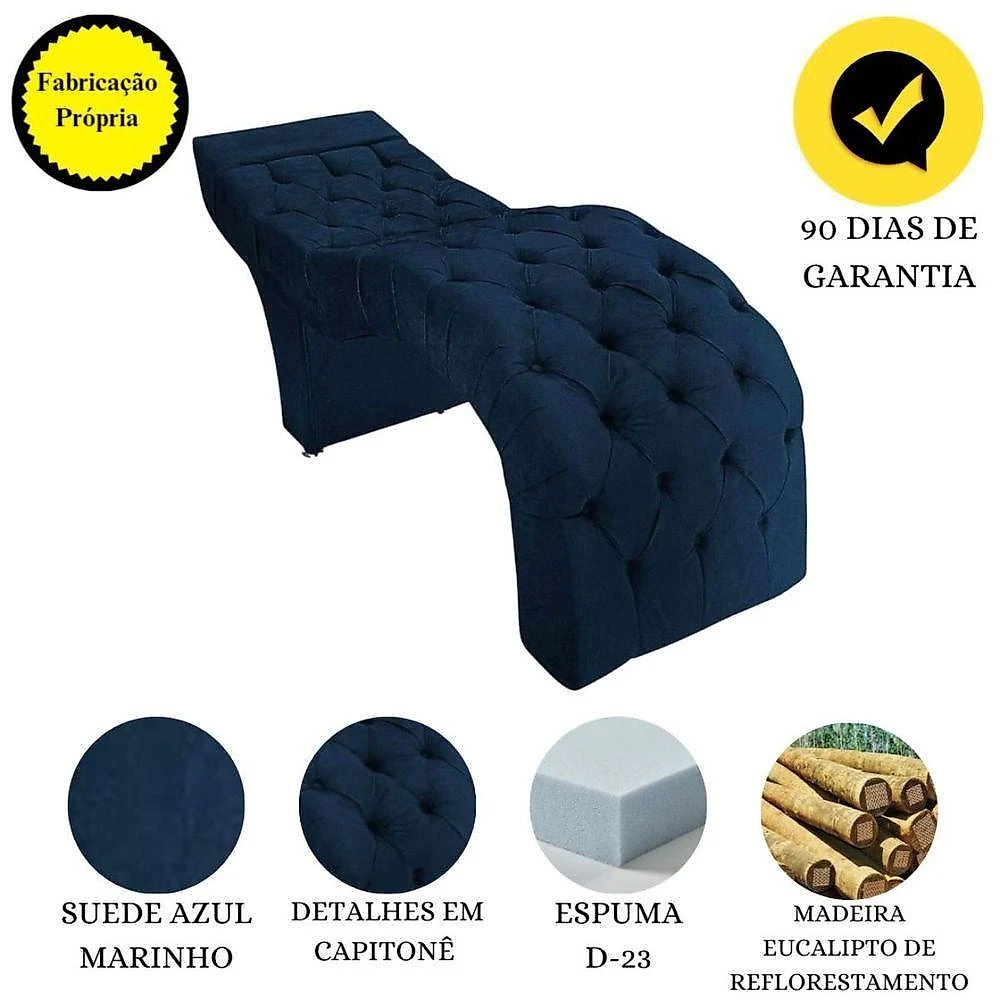 Maca Estofada Capitonê Clínica Salão Estética Suede Marta Cor:azul Marinho