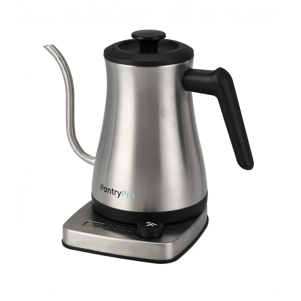 Chaleira elétrica pescoço de ganso PantryPro inox 1L 1500W com controle de temperatura Rapid-Boil, 110V