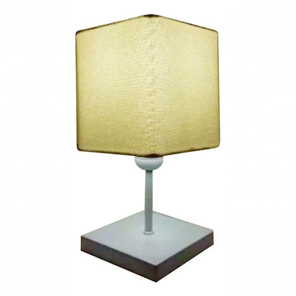 Abajur Luminária Mesa Quarto Sala Moderno Vivare Md-2008br Cúpula Em Tecido - Bivolt Branco-algodão-crú 127/220v