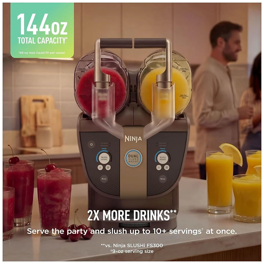 Máquina de Bebidas Geladas Ninja SLUSHi Twist Smart com Dual SlushAssist FS701BR, Taupe