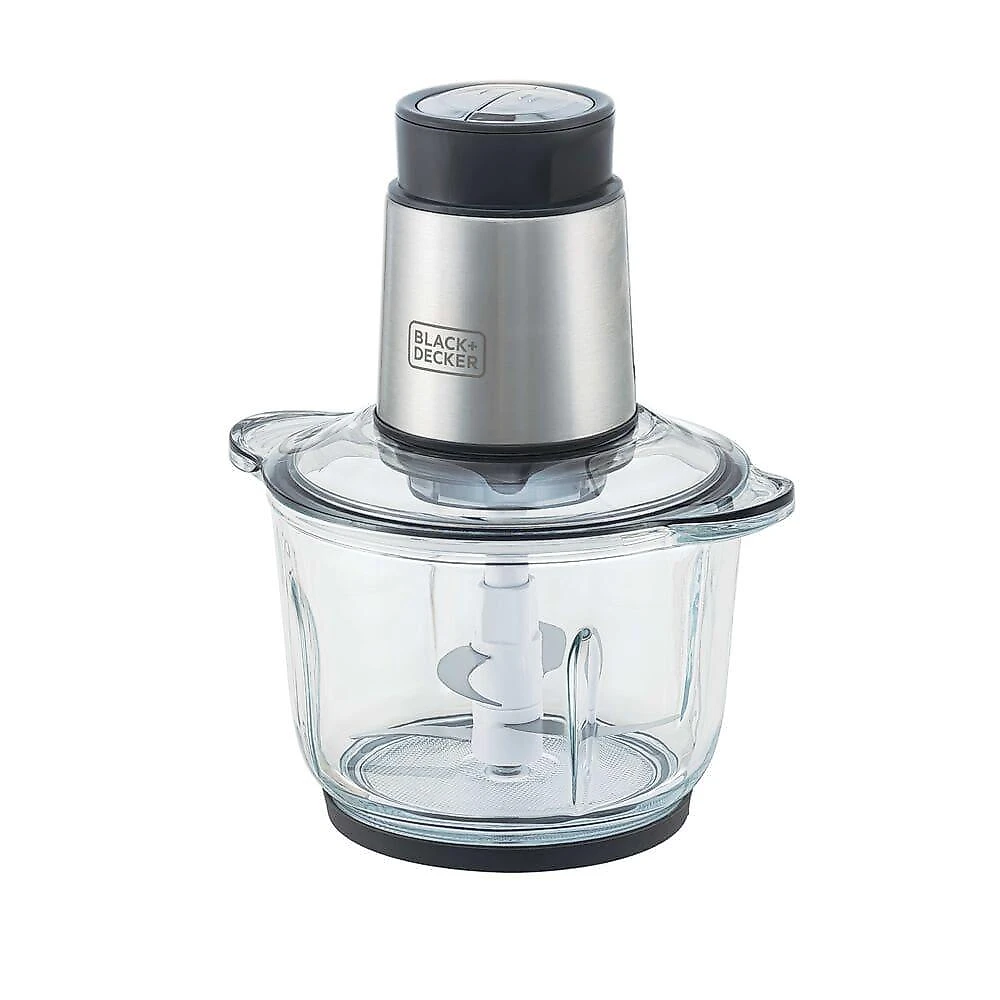 Miniprocessador de alimentos black decker mp300g antiaderente em inox, modo de 2 ou 4 lâminas com 2 velocidades - 300w 110