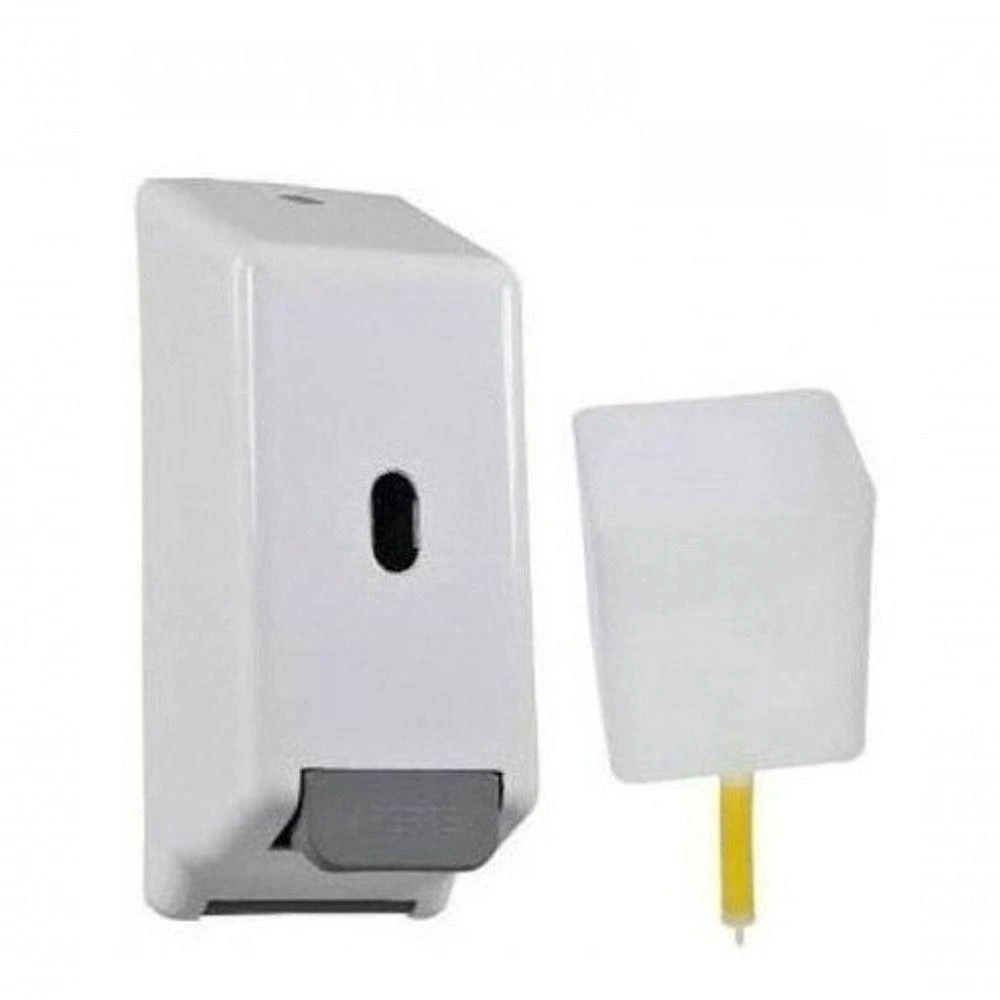 Saboneteira Refil Abs 800ML em Plástico ABS com Visor Transparente para Parede Branco-Cinza Higipack