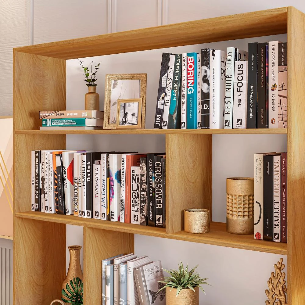 Miniatura Estante para Livros 180cmx120cm 5 Prateleiras Seattle Yescasa Estante para Livros Biblioteca 1800x1200cm Seattle Yescasa Freijó
