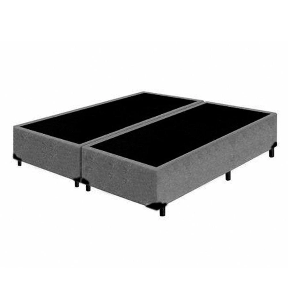 Cama Box Blindado Casal Bipartido Xerife Móveis Suede Cinza 40x138x188