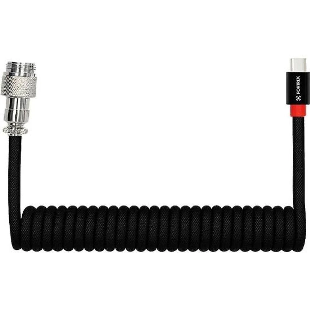 Cabo Usb C Coiled Helix para Teclado Mecânico com Organização de Setup Preto Fortrek