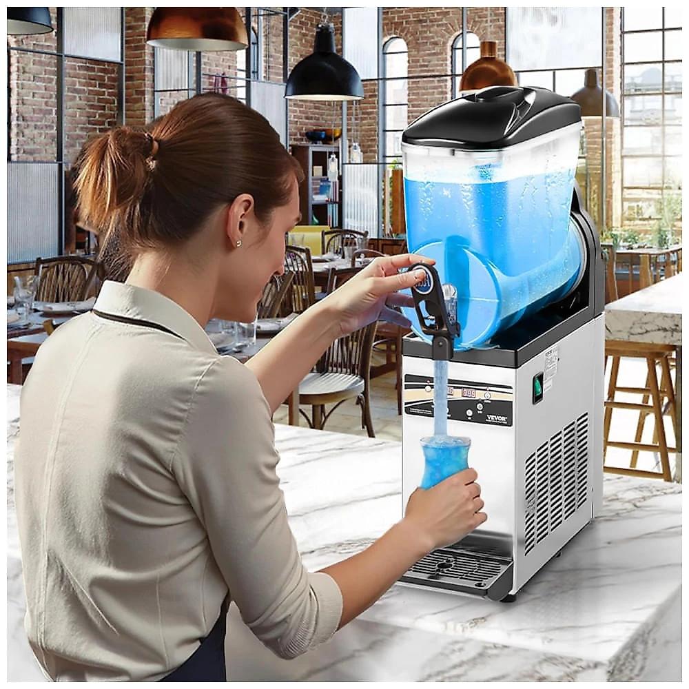 Máquina de Frozen VEVOR, Tanque Único de 15L para Uso Comercial, 60 Copos em Aço Inoxidável para Margarita, Smoothie e Bebidas Congeladas