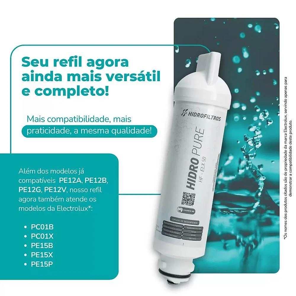 Refil para Purificador de Água Hidrofiltros Hf-Elx50 Compatível Electrolux Pe12a Pe12b