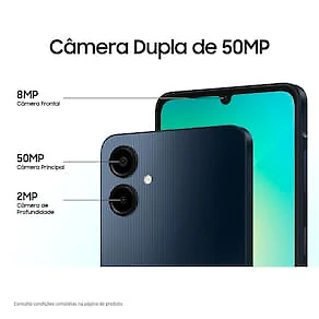 Celular Samsung Galaxy A06 Tela 6.7" 128GB 4G Processador Octa-Core, Câmera Traseira de 50MP e Selfie de 8MP Branco