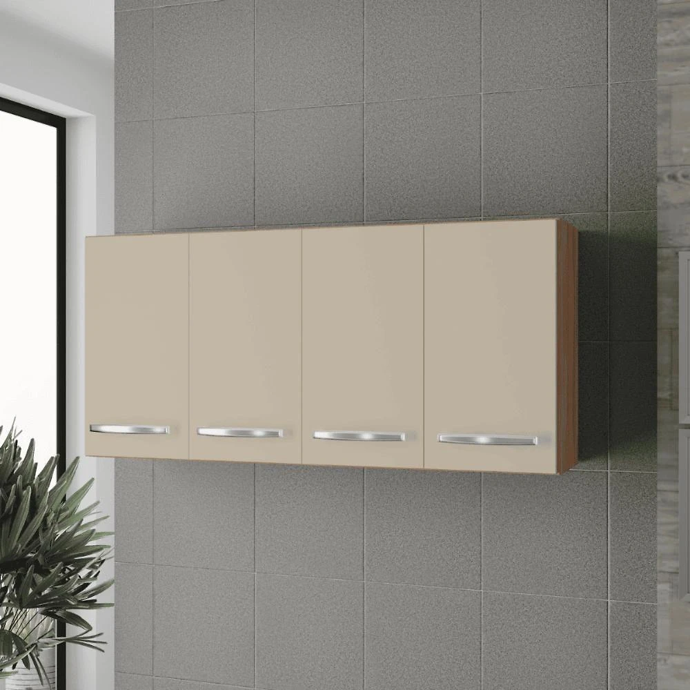 Armário Suspenso 4 Portas Para Cozinha Savana Off White