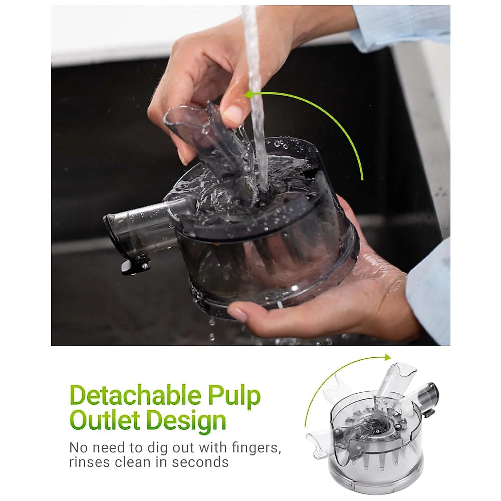 Extrator de Suco a Frio TUUMIIST 16,5 cm com Boca de Alimentação Grande para Frutas e Vegetais Inteiros, Alto Rendimento de Suco, Fácil de Limpar