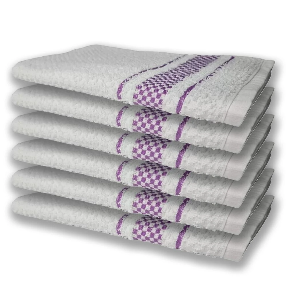 6 Panos De Prato Atoalhado Felpudo Roxo