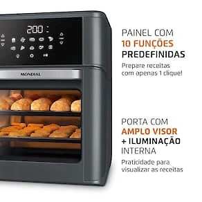 Miniatura Fritadeira Air Fryer Oven Mondial AFON-12L-FG 12L Digital 2000W Cinza 110V