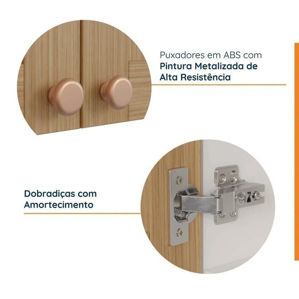 Cozinha Modulada 7 Peças com Tampo 1 Torre 3 Aéreos 3 Balcões Arizona Cabecasa Madeiramadeira Figueira/Menta