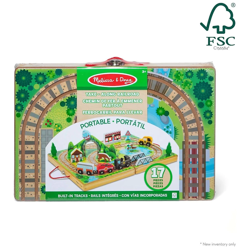 Maleta Interativa de Trenzinhos em Madeira com 17 Peças para Crianças Acima de 3 Anos, Melissa & Doug