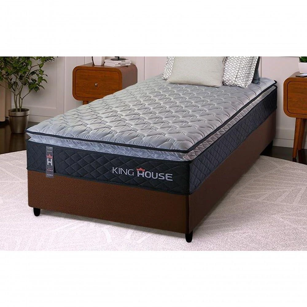 Cama Box Solteiro 88x188 Preto Dakota Espuma D33 King House