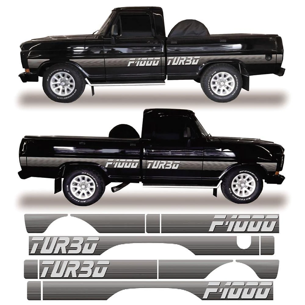 Kit Faixa Lateral F-1000 Turbo 91 92 Cs Adesivo Decorativo Cor Preto