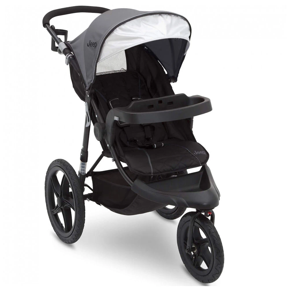 Carrinho de Corrida Jeep Classic Cinza Sistema de Viagem com Suspensão e Compatibilidade com Cadeirinha