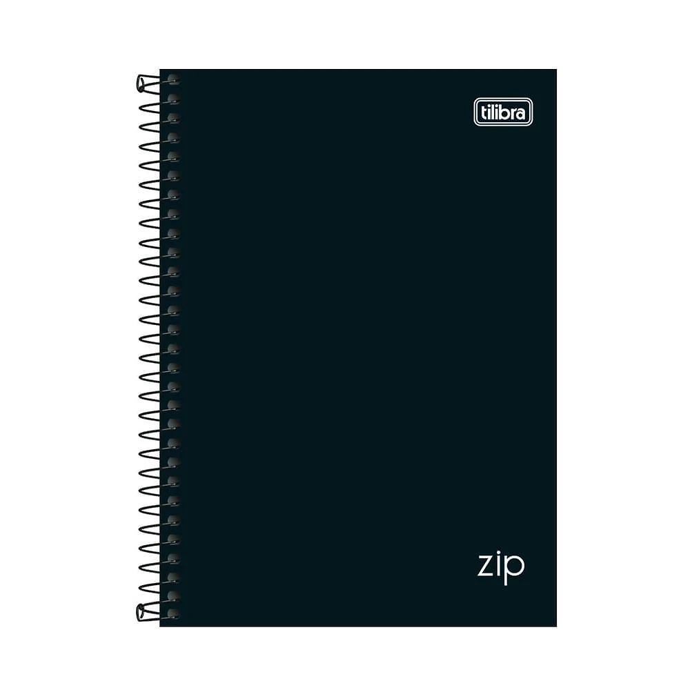 Caderno Espiral Capa Dura 1-4 Tilibra Zip Preto com 80 Folhas Pautadas Formato 140x200MM