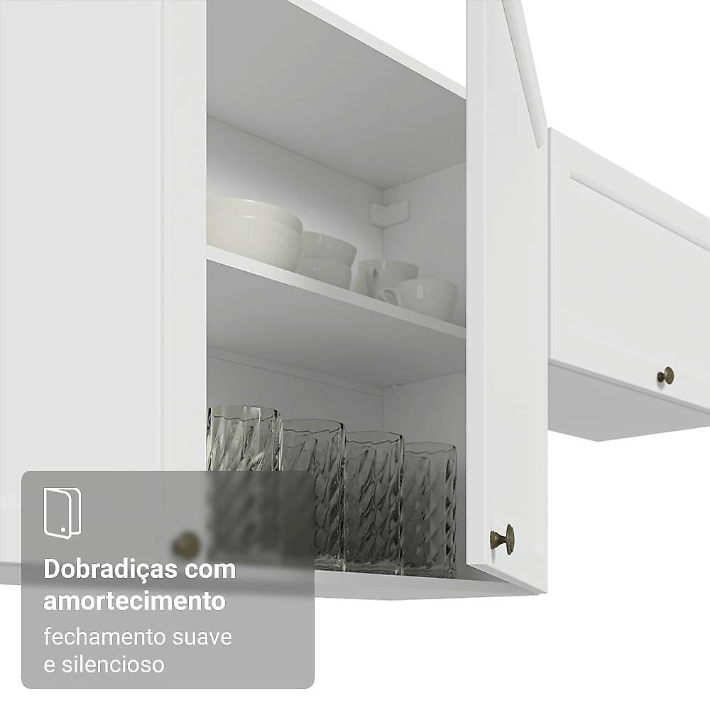 Armário aéreo 100 cm 1 porta basculante branco vik madesa