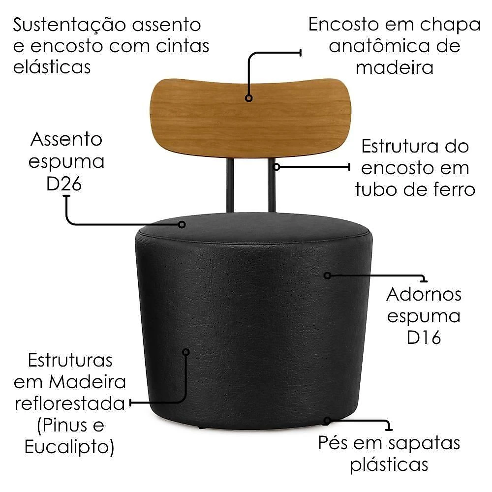 Poltrona Decorativa Luna Base Fixa Courino Milani Movelaria