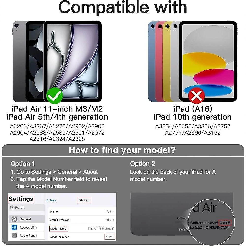 Capa Para Ipad Air 11 Polegadas M3/m2 (2025/2024), Ipad Air 5/4 (10,9 Polegadas, Modelo 2022/2020) Com Porta Pencil, Cap