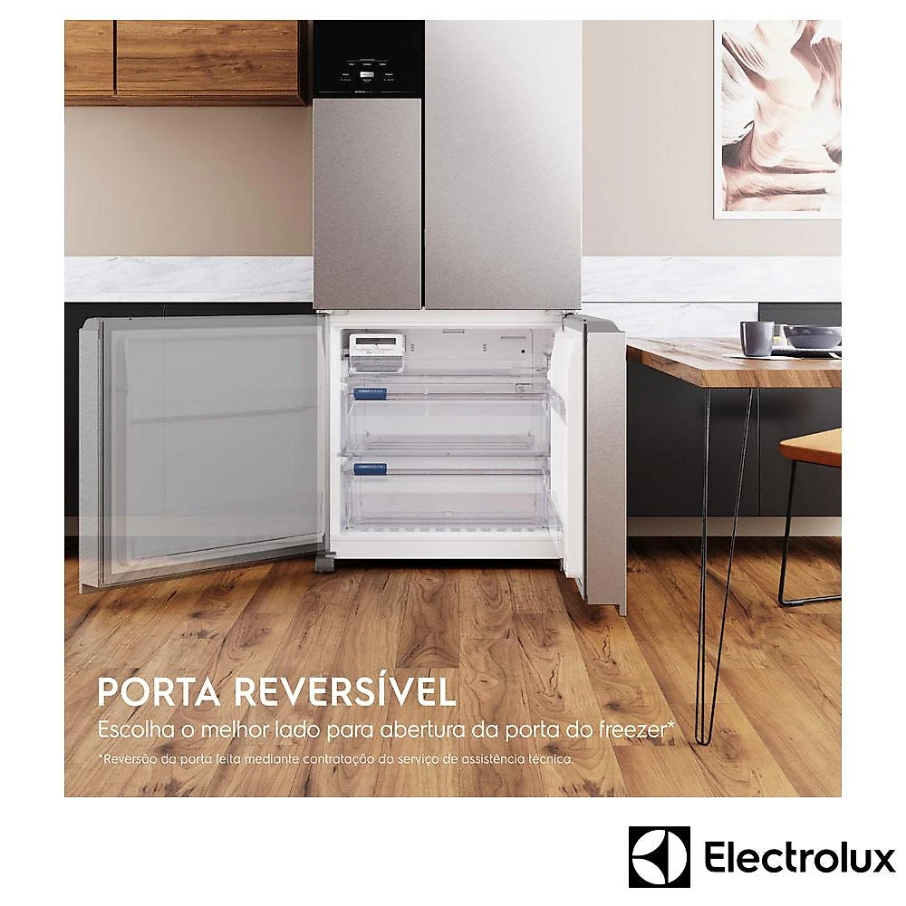 Refrigerador Multidoor Efficient Electrolux de 03 Portas Frost Free com 590 Litros AutoSense e Inverter Inox Look - 110