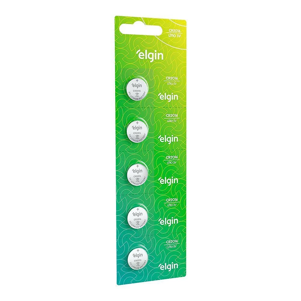 Bateria de Lítio CR2016 3V Cartela com 5 Unidades Elgin