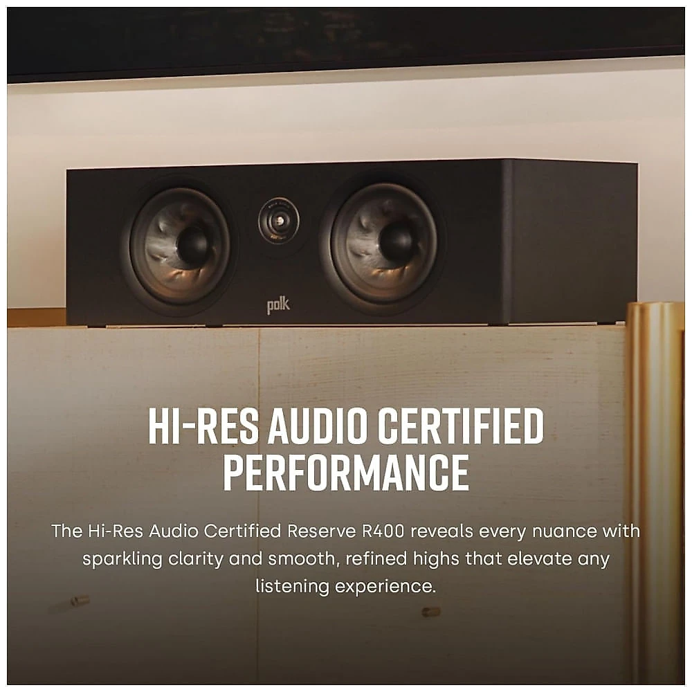 Caixa de som central Polk Audio Reserve R400 marrom para home theater estéreo 200W