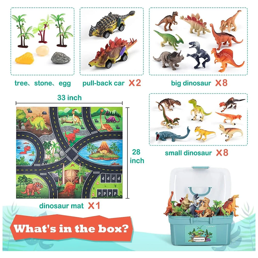 Brinquedos de Dinossauros Educativos com 20 Peças para Crianças Acima de 3 Anos, Kiddiworld