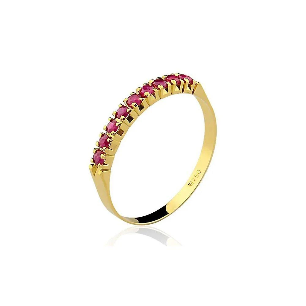 Anel Ouro Amarelo 18k Meia Aliança Rubi L 10 Tamanho 22