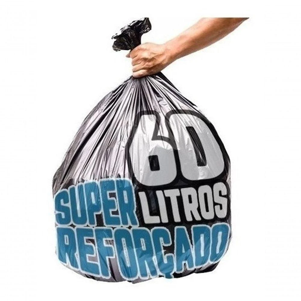 Saco de Lixo Super Reforçado Preto 60L com 100 Unidades Higipack