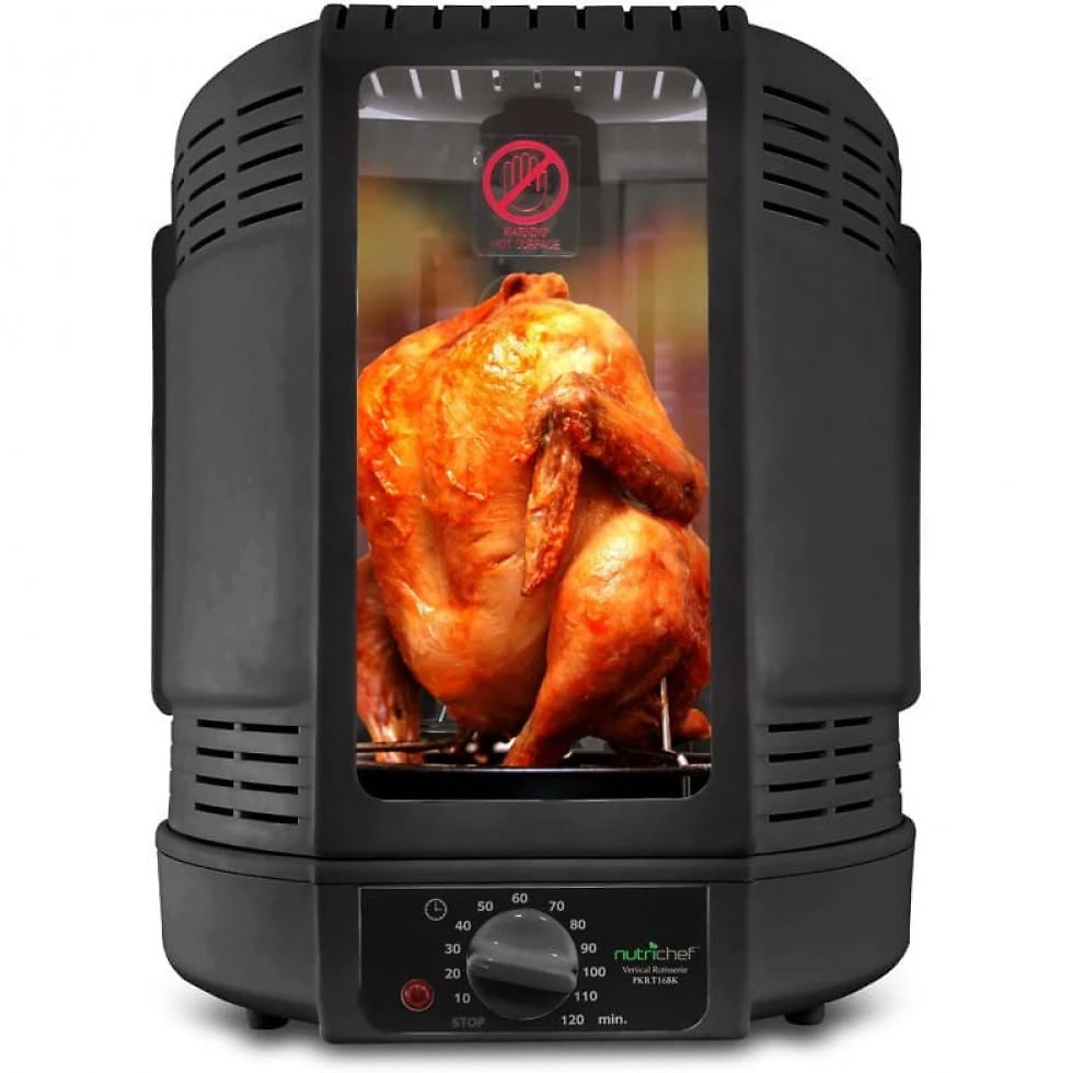 Churrasqueira Grill Rotisserie com Temperatura Ajustável, 110V 700W, NutriChef, Preto