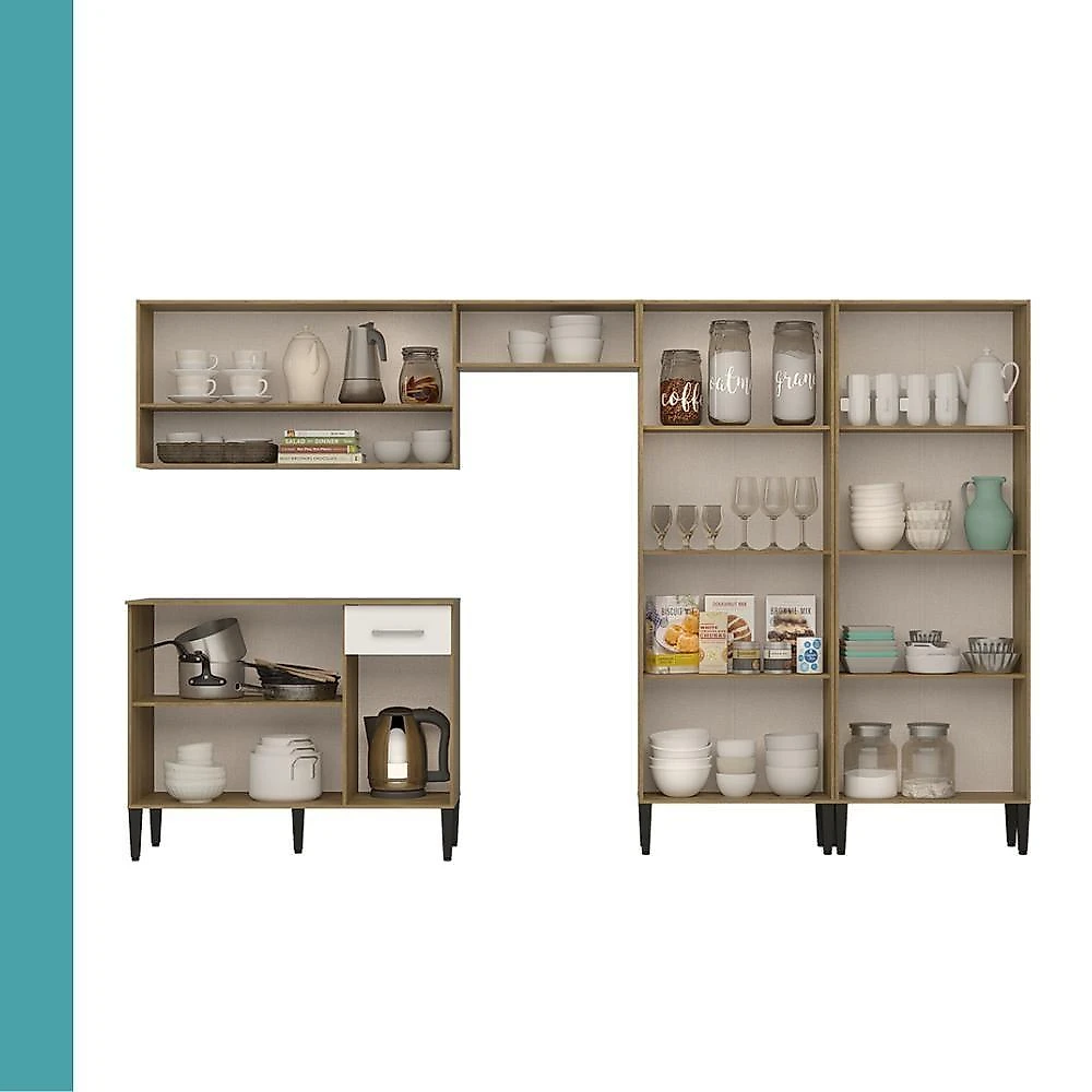 Cozinha Arizona Fusion One 13 Portas 1 Gaveta MDP 293CM Branco Carraro