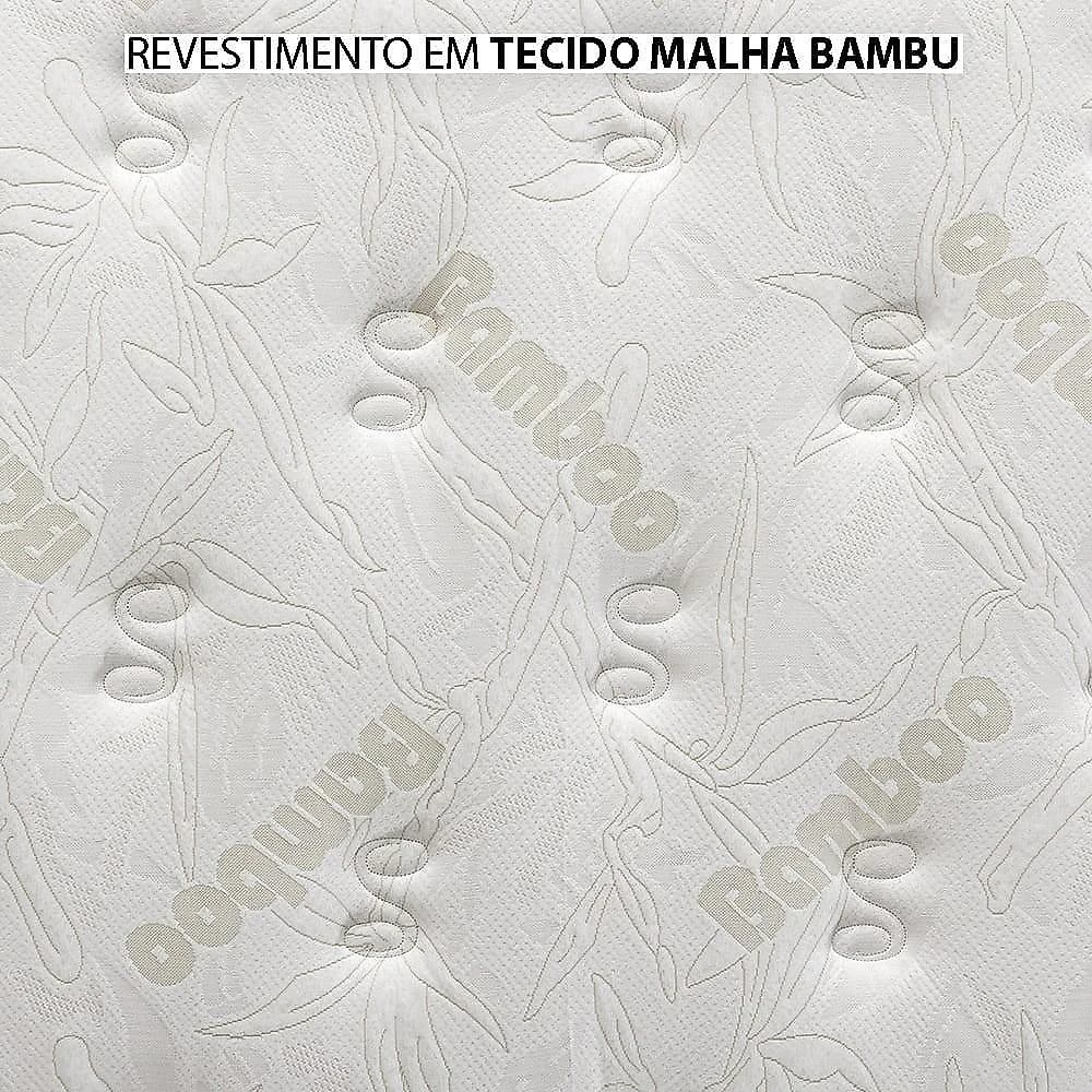 Cama Box Suede Casal Herval Channel Bambu, 72x138x188 cm, Molas Ensacadas Cama Box Suede Casal, Molas Ensacadas Herval Channel Bambu, 72x138x188 cm, Bege e Branco