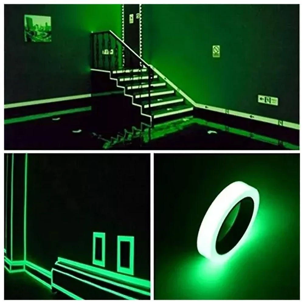 Fita Antiderrapante Fluorescente 5 Metros Neon Brilha No Escuro Previne Acidentes Piso Chao Escada Degraus Segurança