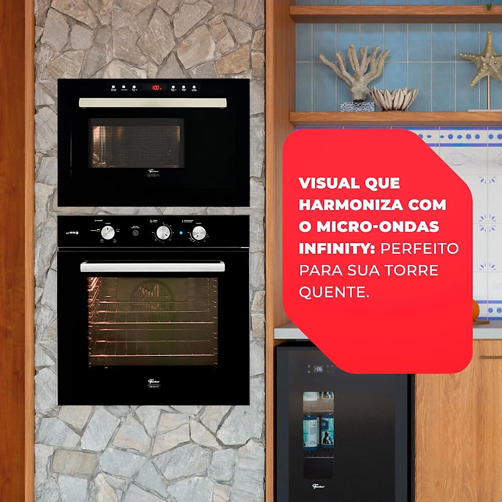 Forno Elétrico de Embutir Fischer Infinity 78 Litros com Grill - 40370 Preto - 2361 - 110V