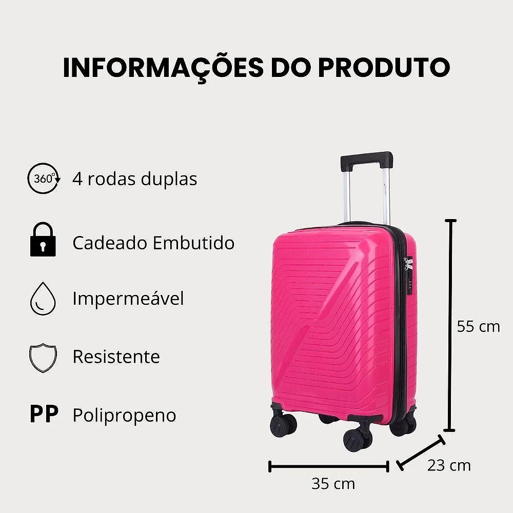 Mala De Bordo 10kg Viagem Zíper Expansível Em Polipropileno Rodinhas 360o Tsa - Rocha - Cruzeiro Marsala