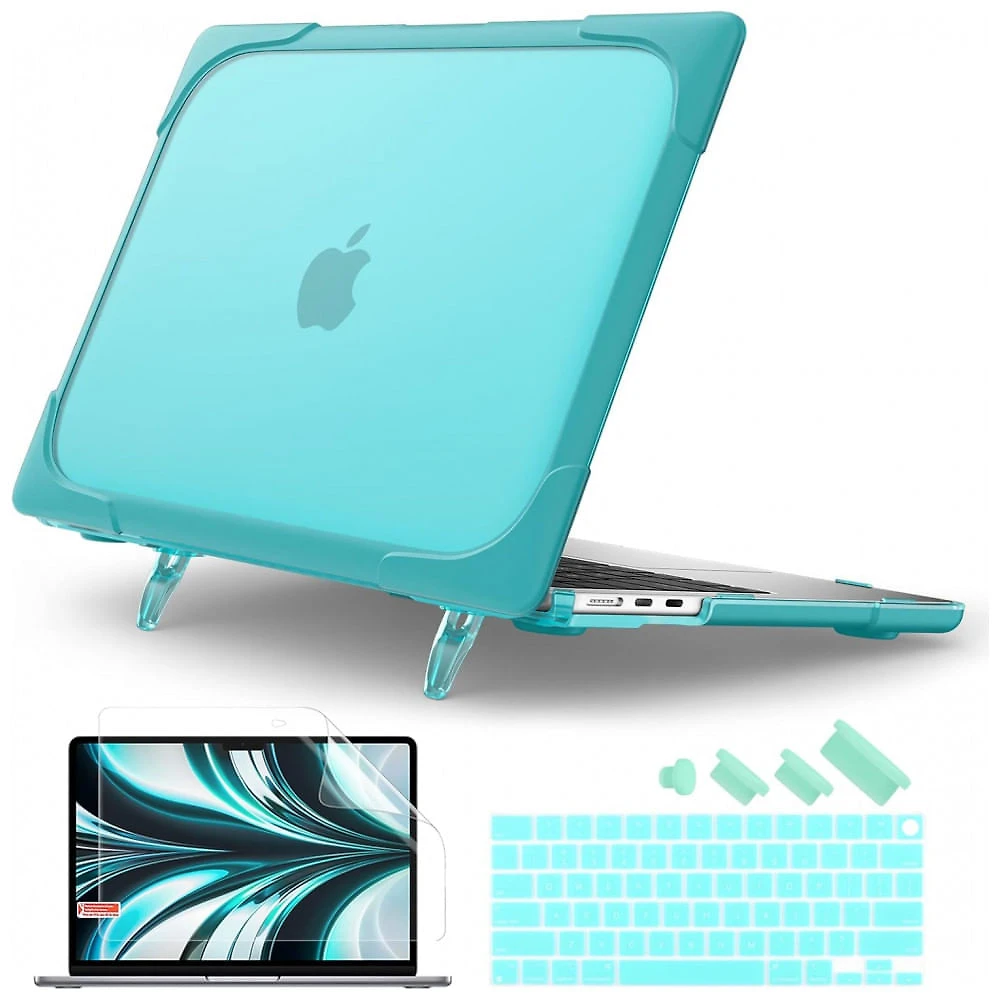 Capa Rígida Batianda MacBook Air 13,6" Azul Claro – Modelos A2681, A3113, A3240 com Suporte Dobrável e Proteção Completa
