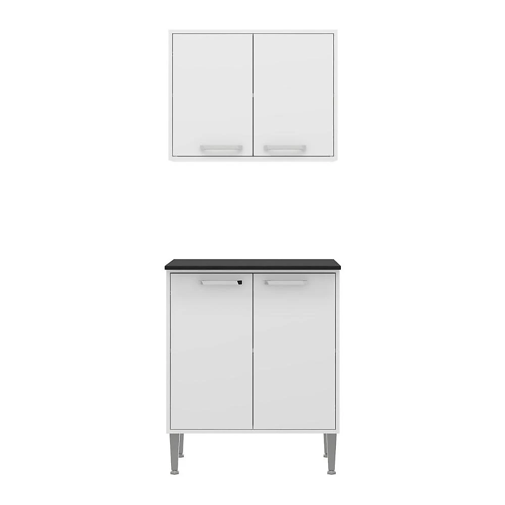 Kit Balcão/Mesa de Manicure com Armário Aéreo 4 Portas 70cm Multimóveis MP6109 Branco