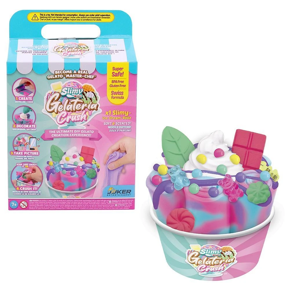 Kit slime de sorvete slimy gelateria - sorvete de rolo morango
