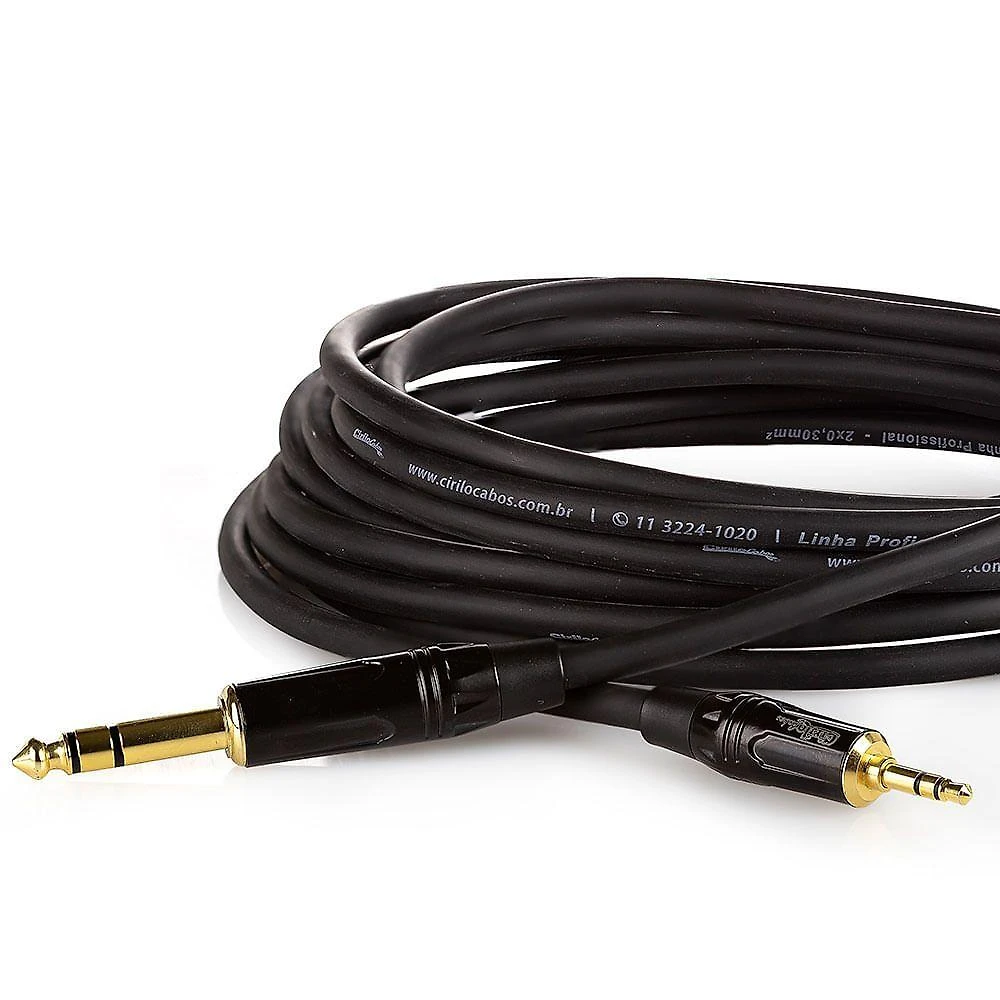 Cabo P2 Estereo Para P10 Estereo Profissional - 15 Metros