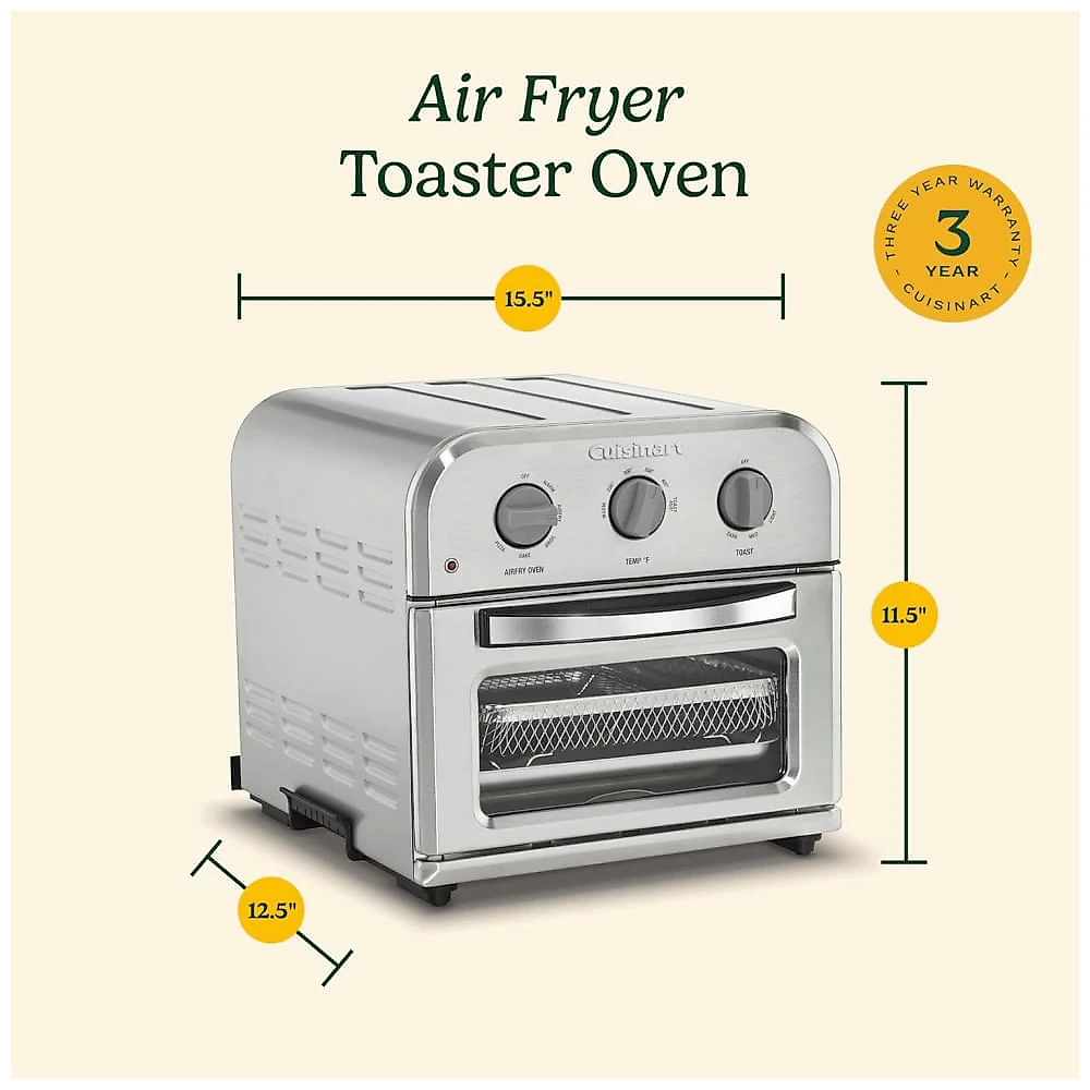 Forno Eltrico Compacto de Bancada 6 em 1 com Funo Air Fryer, Temporizador, Cesta, Assadeira e Bandeja Coletora 110V 1800W, Cuisinart, Prata 110v