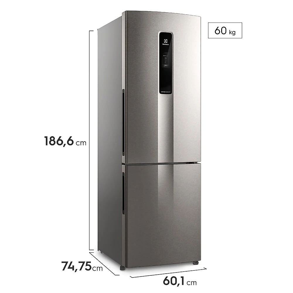 Refrigerador Bottom Freezer Electrolux de 02 Portas Frost Free com 400 Litros Efficient Rapid Freeze Inox - IB6S Bivolt